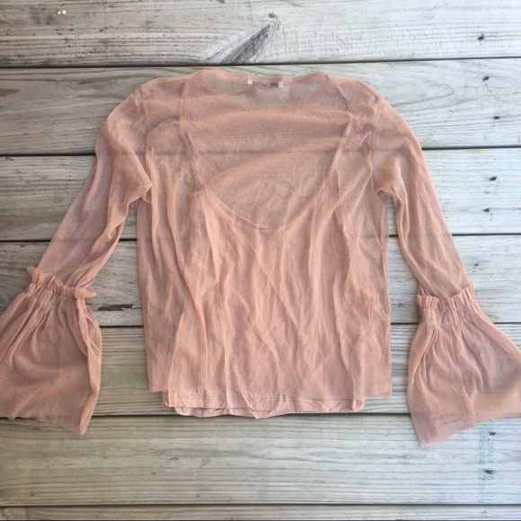 Pull & Bear Sheer Longsleeve Blouse - Picture 6 of 6
